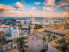 beautiful,sunset,in,sousse,,tunisia.,cityscape,with,the,view,on