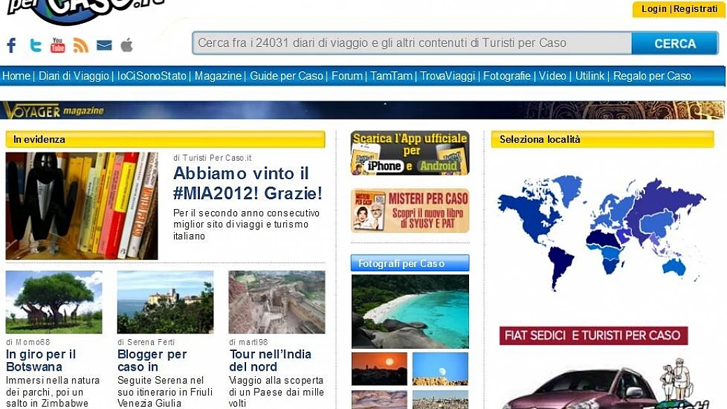 turistipercaso.it vince il macchianera italian awards 2012 come miglior sito italiano di viaggi e turismo