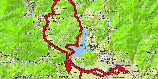 mappa percorso giro del lago di montedoglio