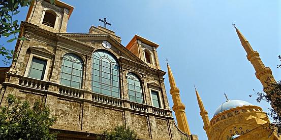 crtisitanità e islam convivono a beirut   la cattedrale ortodossa di san giorgio e la moschea di mohammed al amin