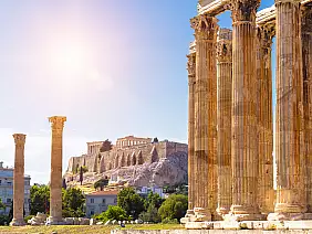 zeus,temple,overlooking,acropolis,,athens,,greece.,these,are,famous,landmarks