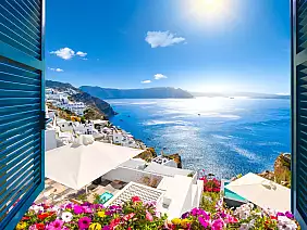 view,from,an,open,window,with,blue,shutters,of,the