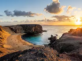 landscape,with,papagayo,beach,at,sunset,,lanzarote,,canary,islands,,spain