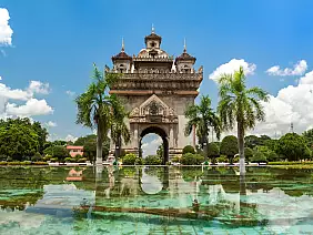patuxai monument in vientiane, travel destination and place of interest in laos