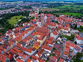 aerial view around the city donauwörth
