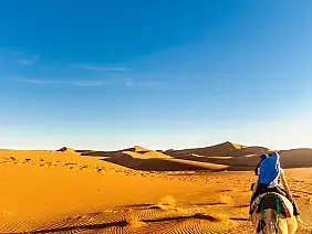 view of dunes in the dessert of morocco by m'hamid