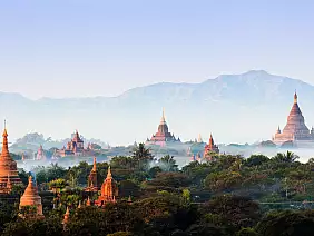 the temples of bagan at sunrise, mandalay,myanmar