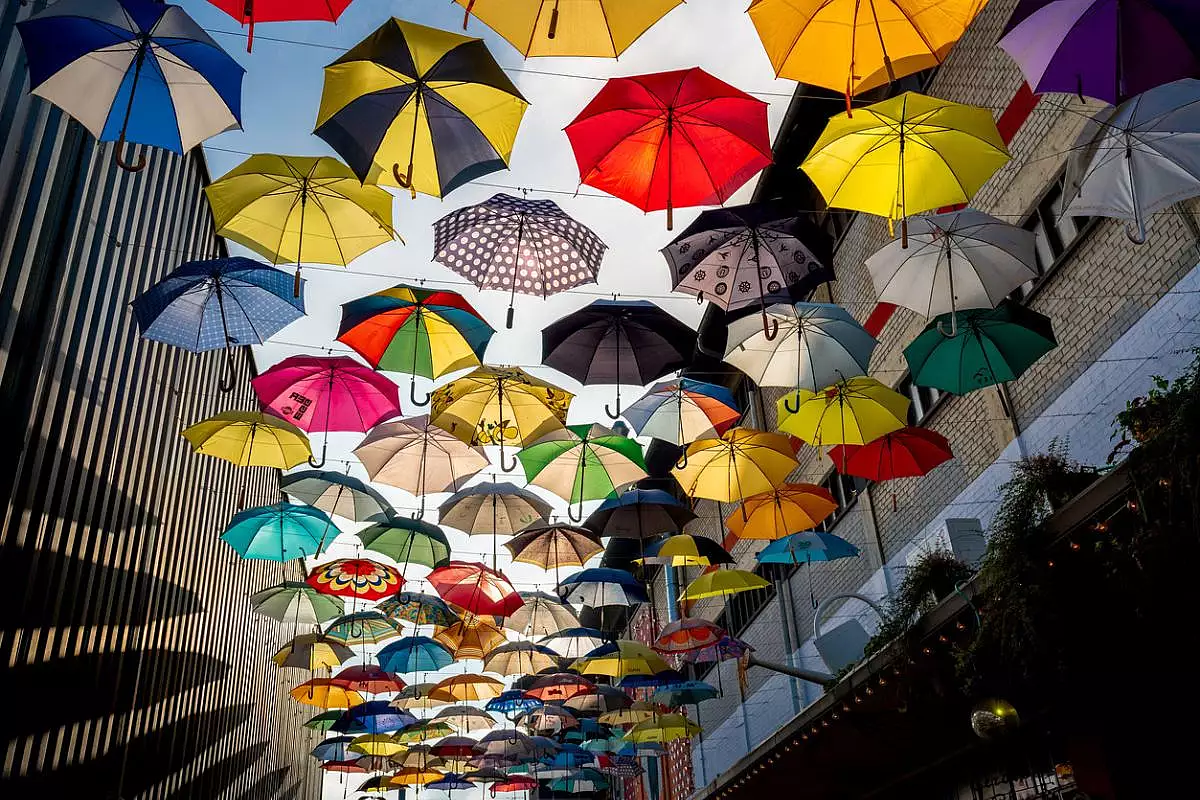 distesa di ombrelli colorati di Zurich West