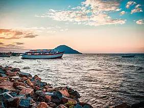 relaxing sunset over the malawi lake