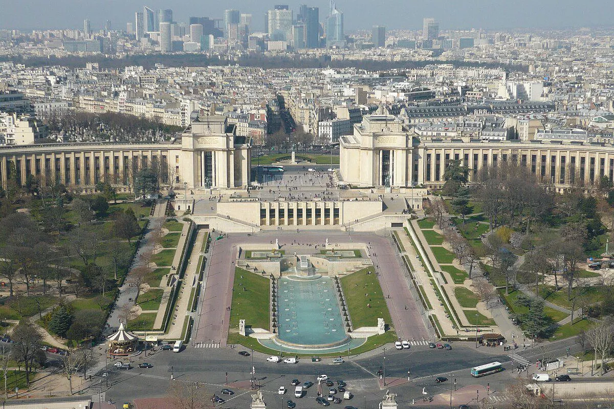 Vista dalla Tour Eiffel sulla vasta area del Trocadero