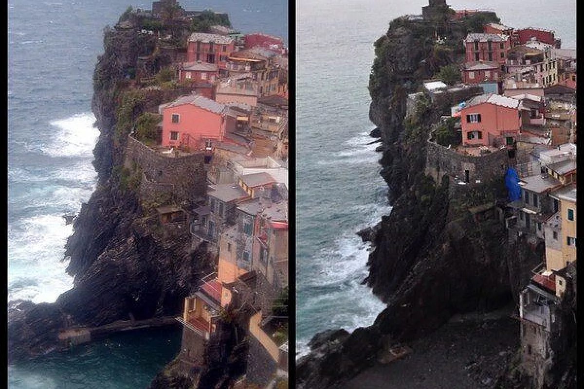 Vernazza prima e dopo l' alluvione