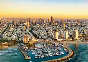 turistipercaso Aerial,Sun,Set,View,Of,Mediterranean,Seashore,Of,Tel,Aviv,