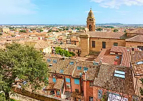 turistipercaso Panoramic view of Santarcangelo di Romagna town in Rimini Province, Italy