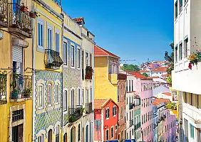turistipercaso Colorful buildings of Lisbon historic center near landmark Rossio Square